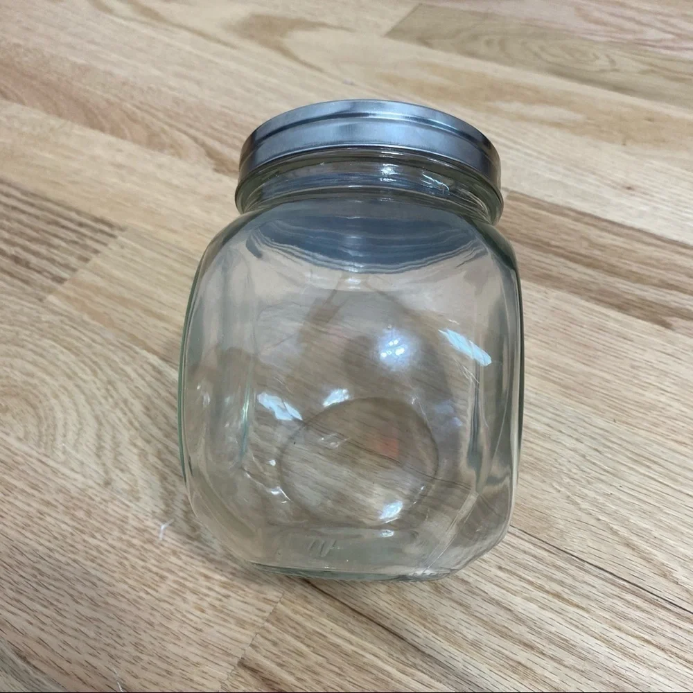 Small Glass Tilt Jar Aluminum Lid Penny Candy